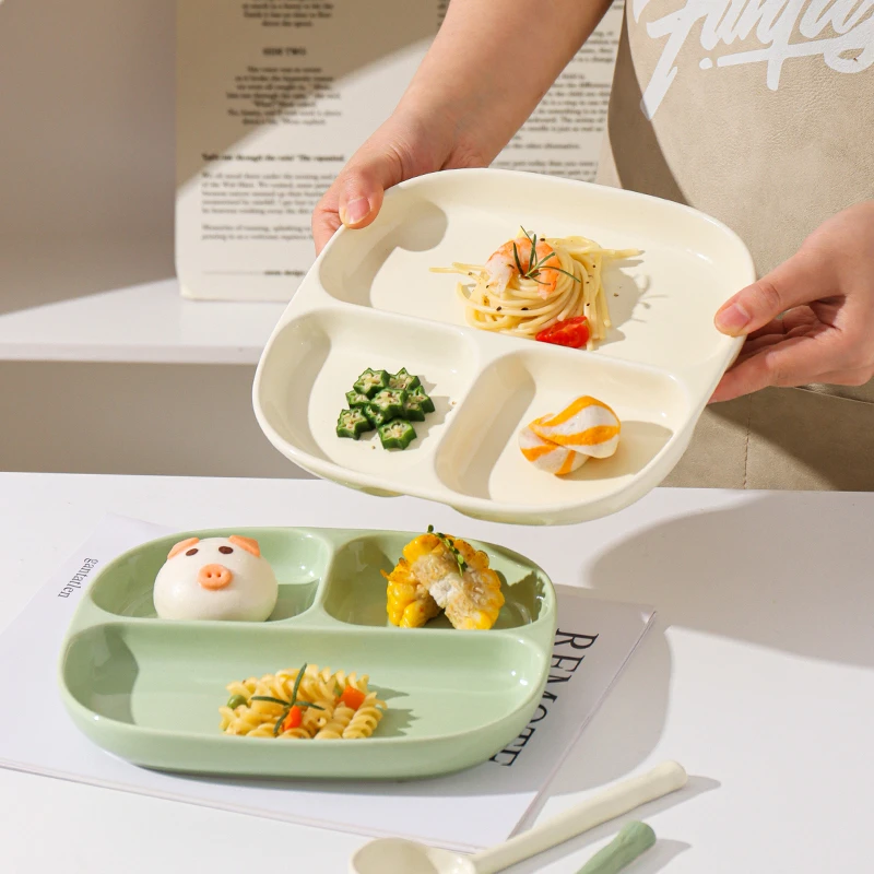 川岛屋陶瓷分格餐盘高级感家用大人211水果早餐盘高颜值儿童餐具