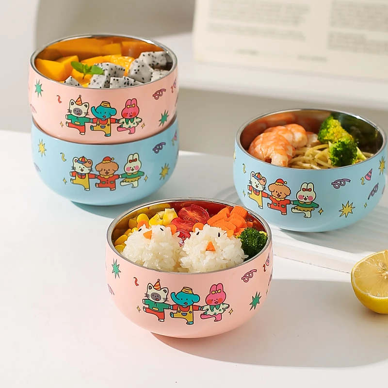 川岛屋316不锈钢宝宝碗婴儿专用辅食防摔可爱小碗家用汤碗米饭碗