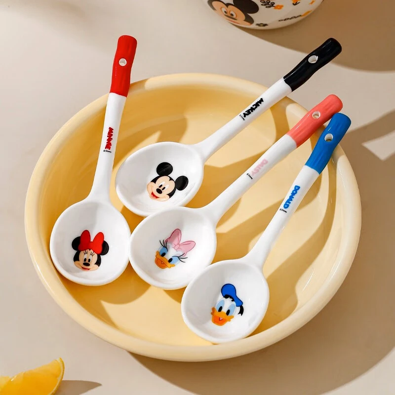 川岛屋迪士尼陶瓷勺子家用可爱高颜值汤勺一人一勺长柄小汤匙调羹