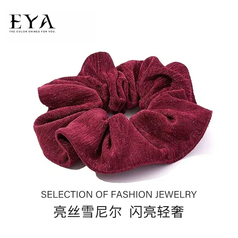 EYA雪尼尔大肠发圈女宽2024新款轻奢高级感高弹耐用头绳发饰头饰
