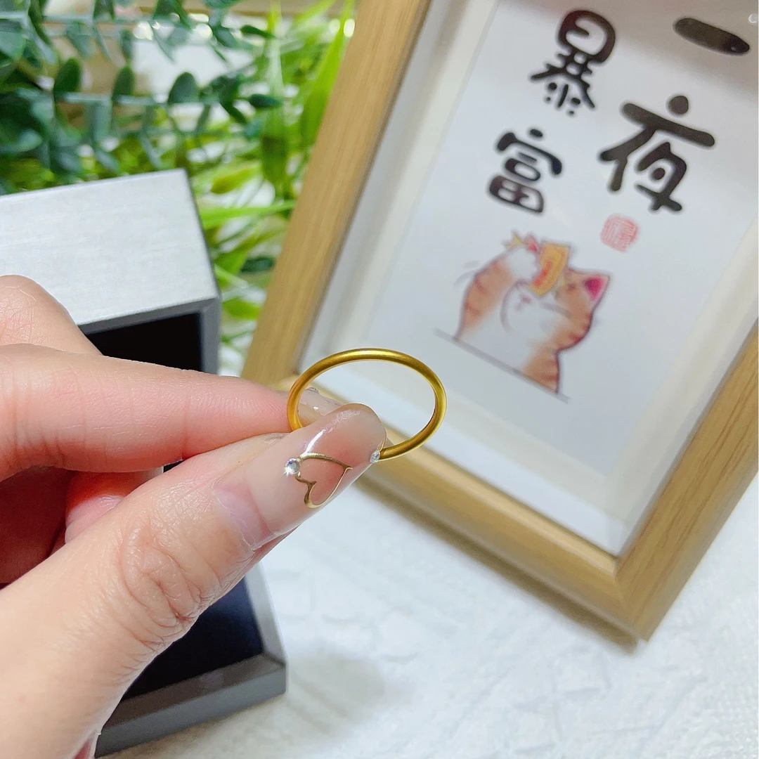 金嘉福足金999哑光素圈戒指简约经典时尚时尚