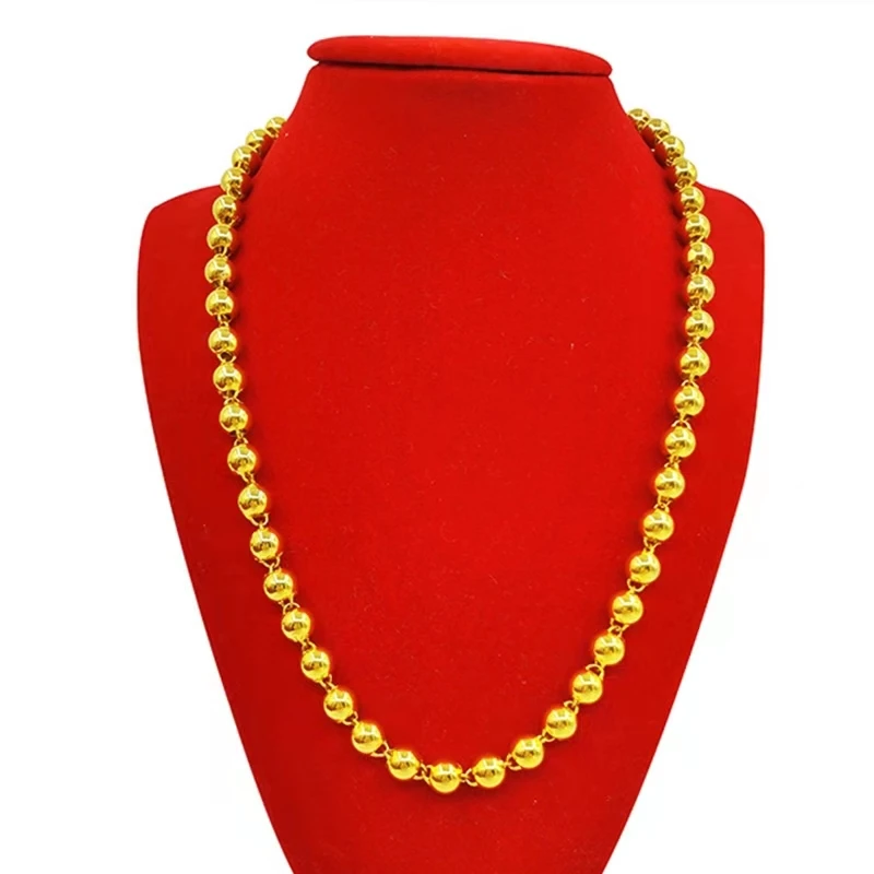 合金项链 精美光珠项链50-70长卡十二饰品光面空心金色民族风霸气