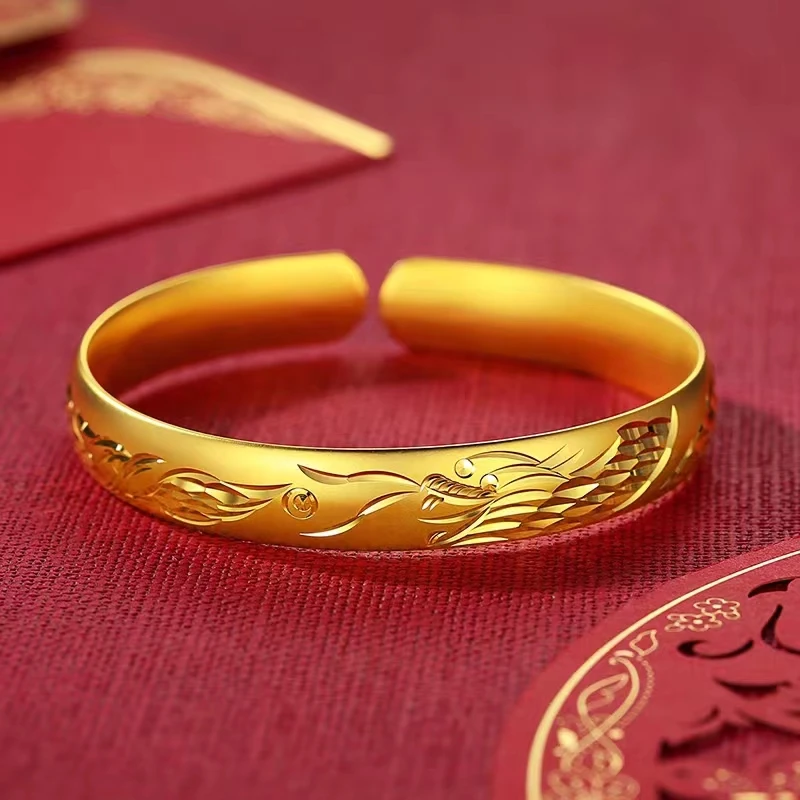 合金手镯 [多款手镯]龙凤呈祥 时尚饰品精美实心民族风金色