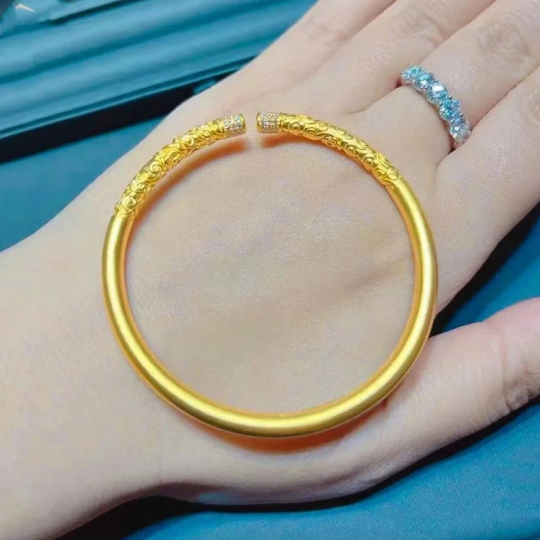 合金手镯 精工金箍棒手镯  时尚古法实心百搭女款素圈镯精美气质