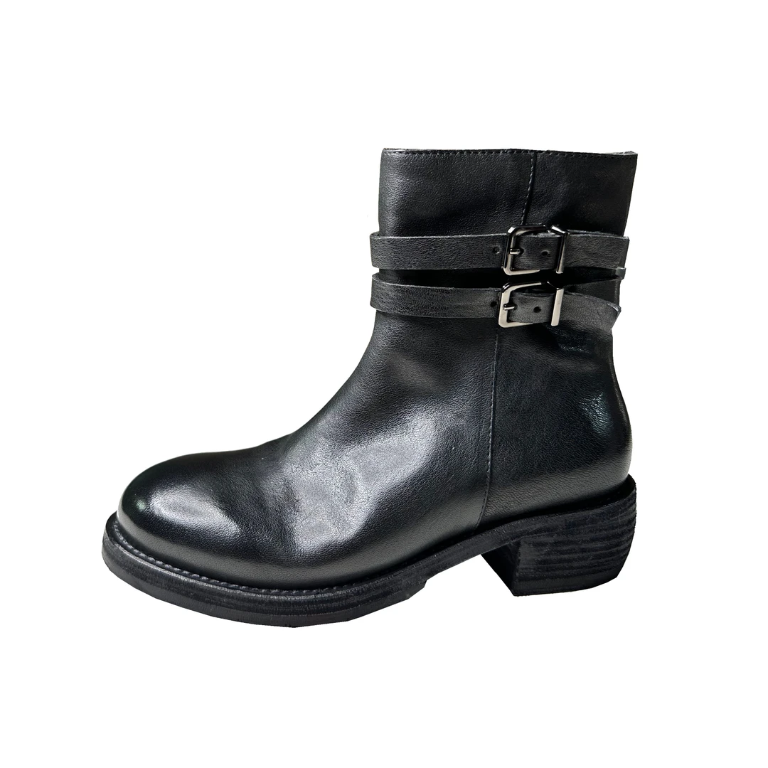 GUQI&LUXI2024新款秋冬复古做旧水洗马皮固特异手工鞋