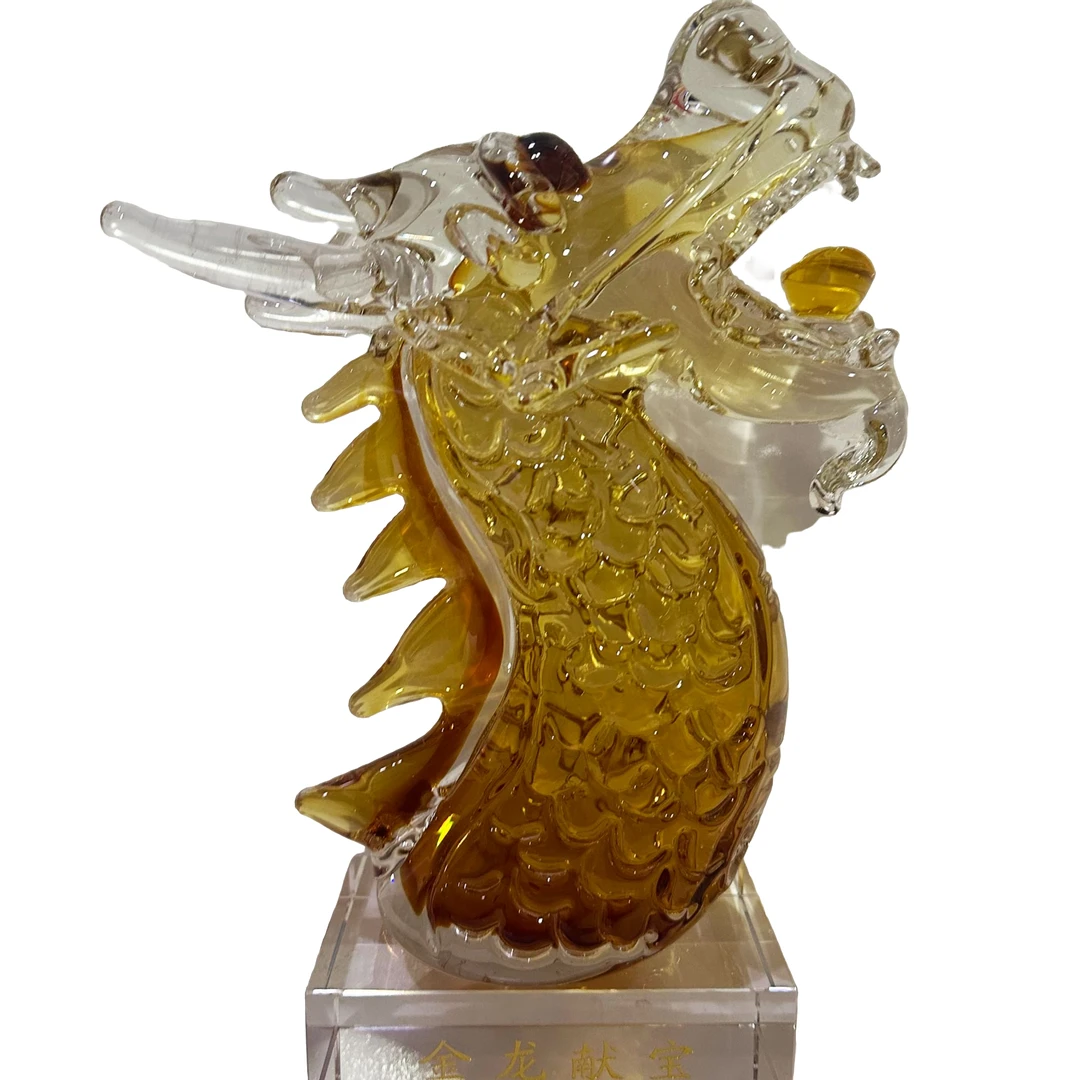 【领尚】纯手工热塑非遗琉璃《金龙献宝》国大师尹干收藏限量款