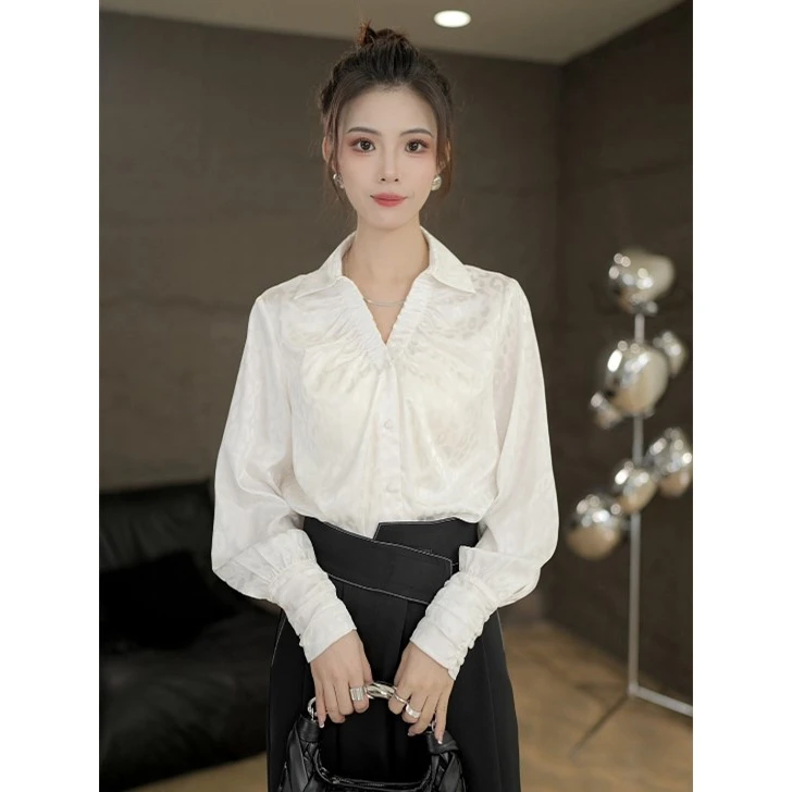 TITI定制【云卷云舒】轻奢气质纯色长袖衬衫宽松百搭上衣TG0755191