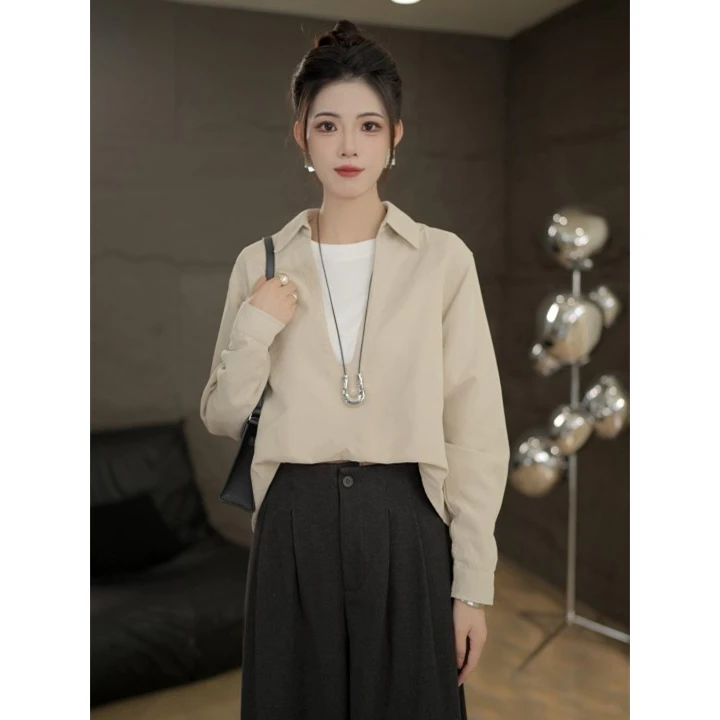 TITI定制【云上香草】轻奢气质假两件宽松百搭长袖衬衫女T095524