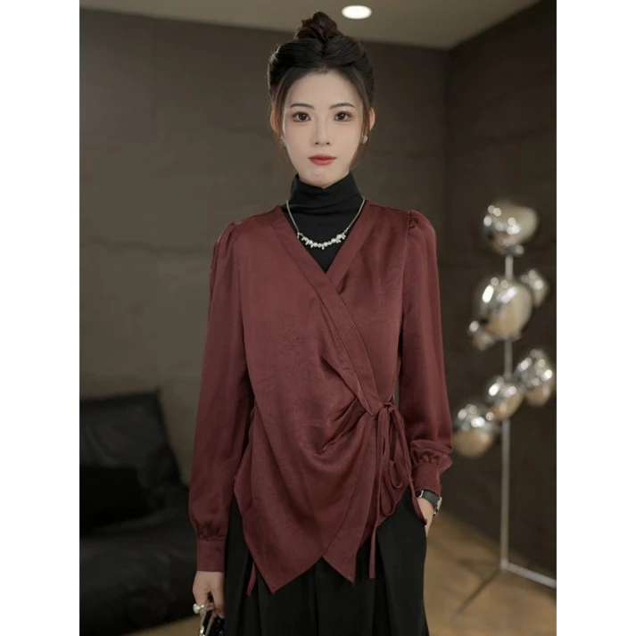 TITI定制【热情桑巴】轻奢气质纯色长袖衬衫宽松显瘦上衣T1055007