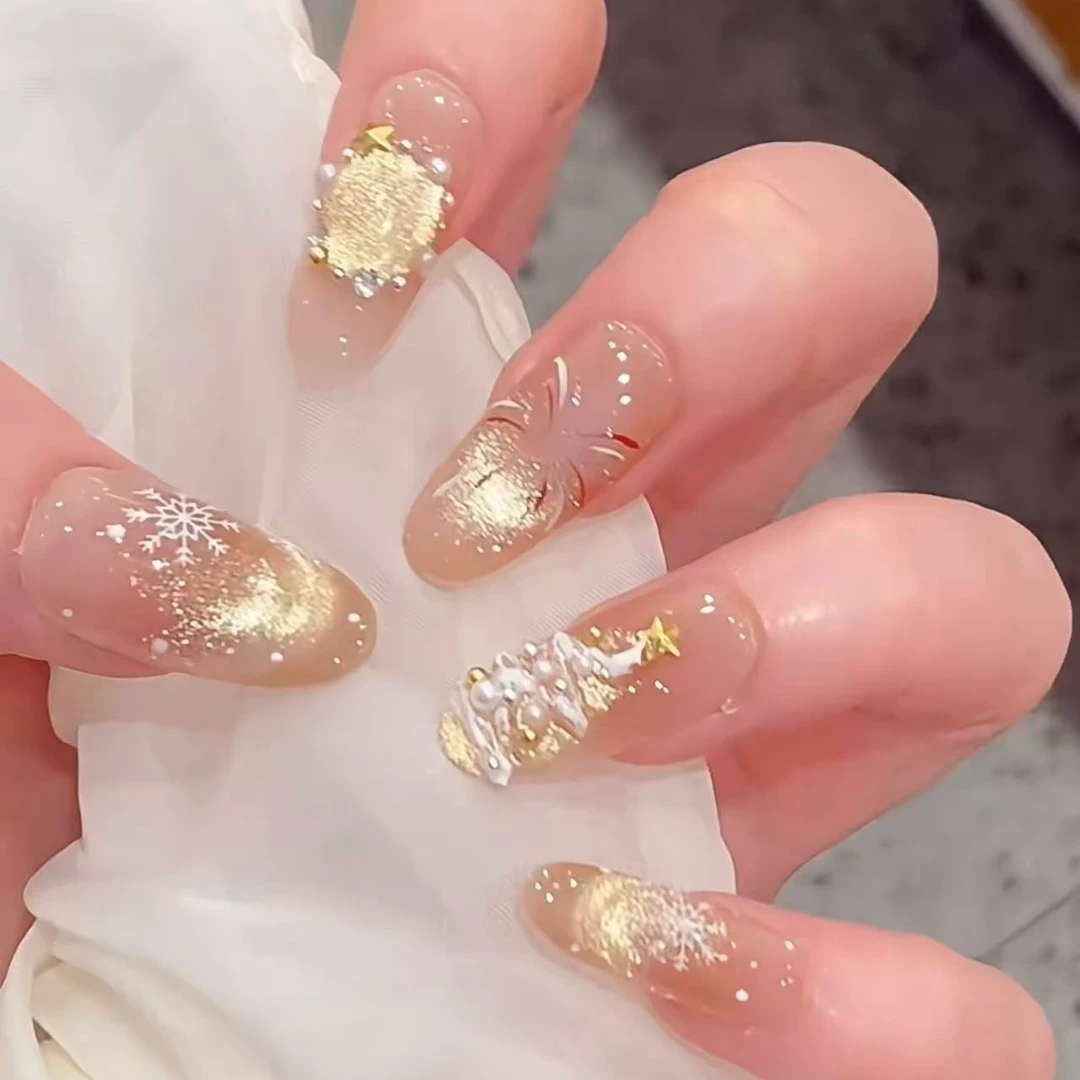 【圣诞烟火】时尚清新纯欲高级感成品美甲穿戴式纯手工穿戴甲10片装