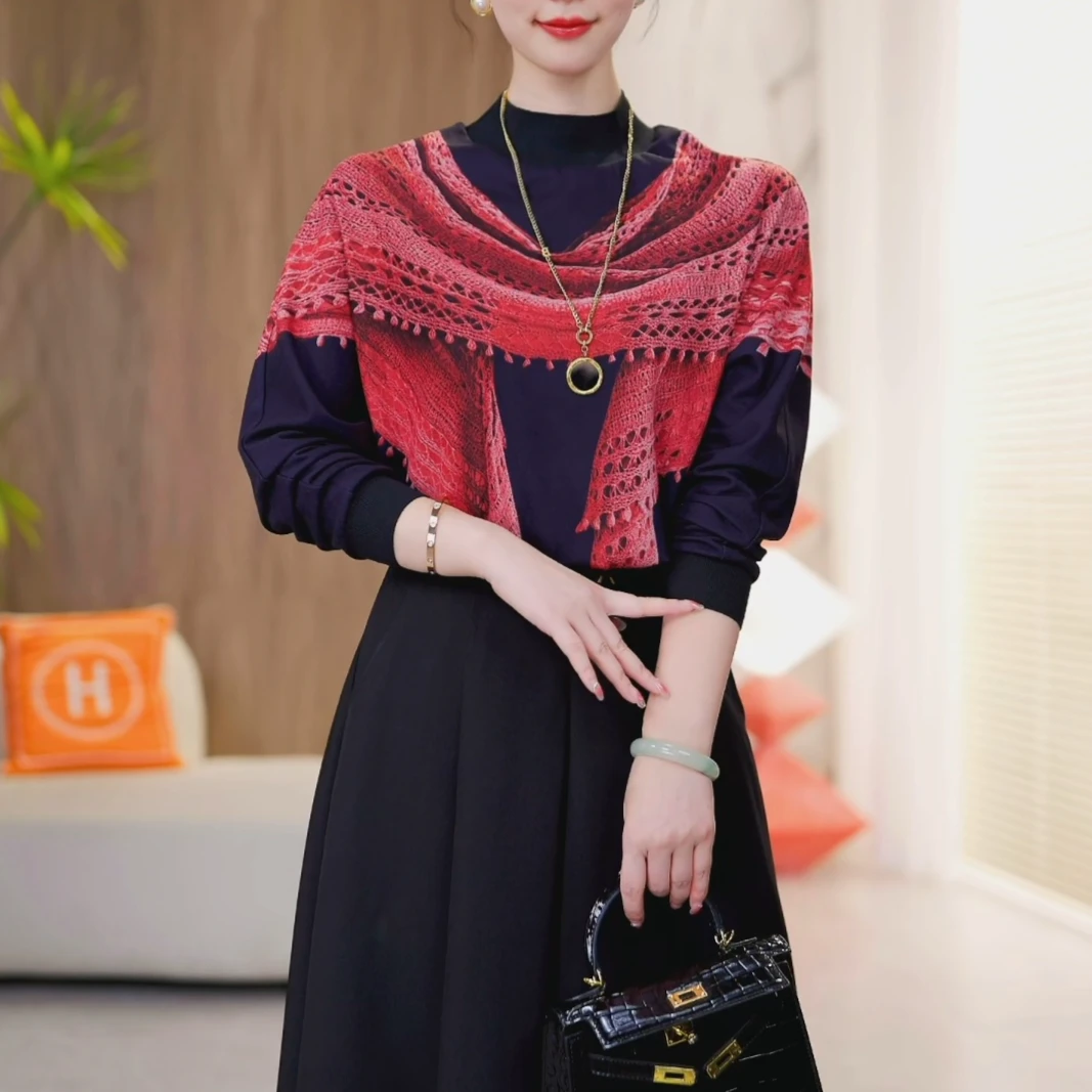 现货【黎明红妆】新款高级感双面海岛绒秋冬保暖轻奢显瘦圆领上衣