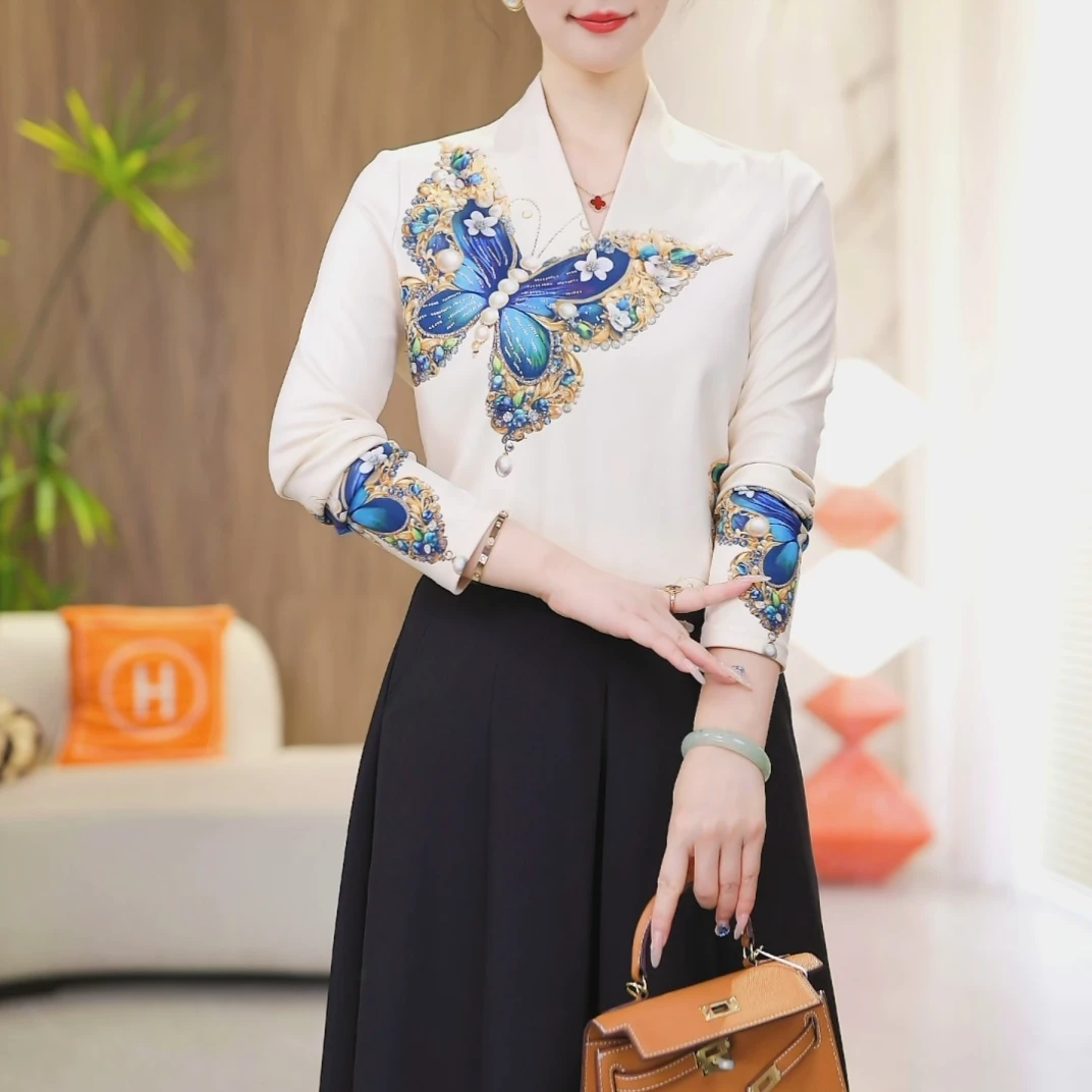 【翩然蝶衣】新款高级感徳绒秋冬保暖洋气轻奢简约显瘦V领上衣