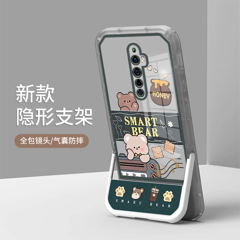 适用OPPOReno2Z手机壳隐形支架透明硅胶防摔新款创意时尚潮牌熊熊