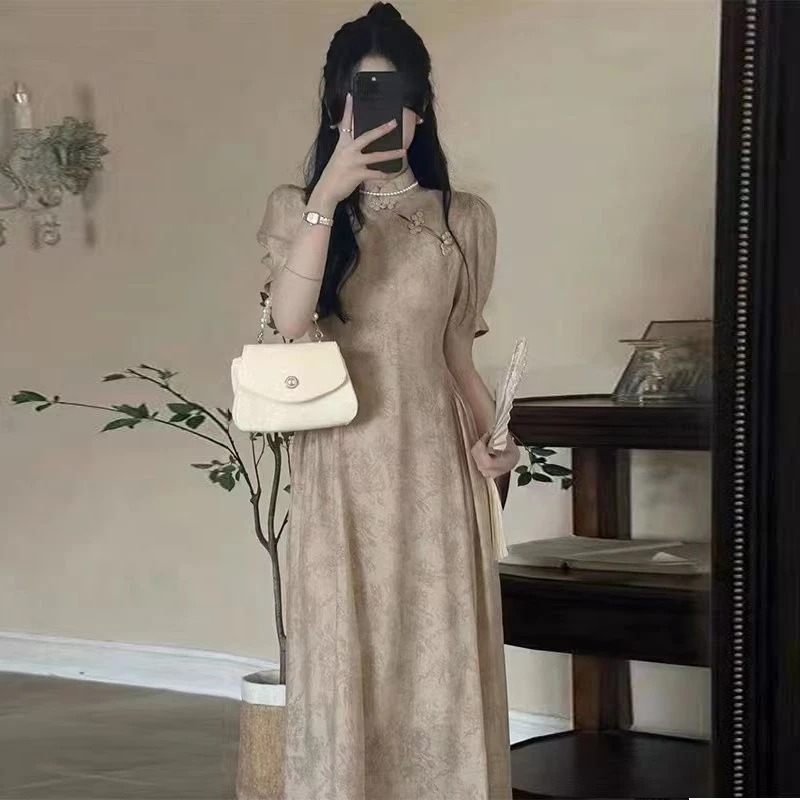 新中式连衣裙新款气质显瘦长裙T1098