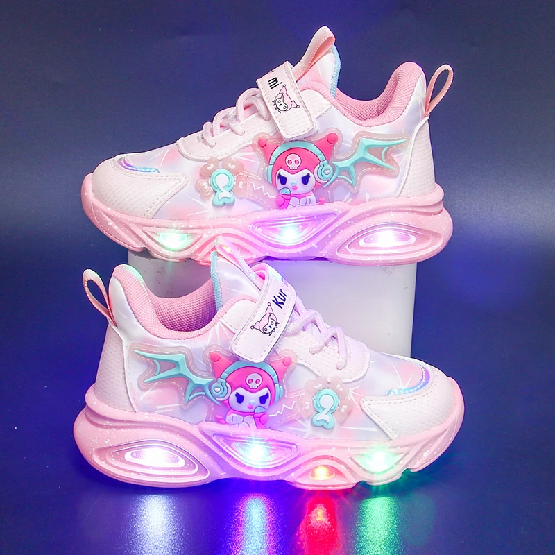 带灯女童鞋子2025秋冬新款皮面加绒保暖跑步鞋宝宝轻便舒适休闲鞋