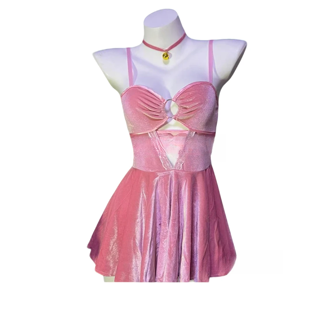 新款纯欲性感露背睡衣ol成人女装连体甜美修身显瘦收腰吊带睡裙