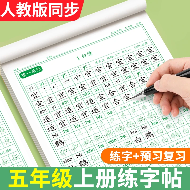 五年级上册练字帖人教版语文同步练字帖小学生楷书硬笔临摹练字本