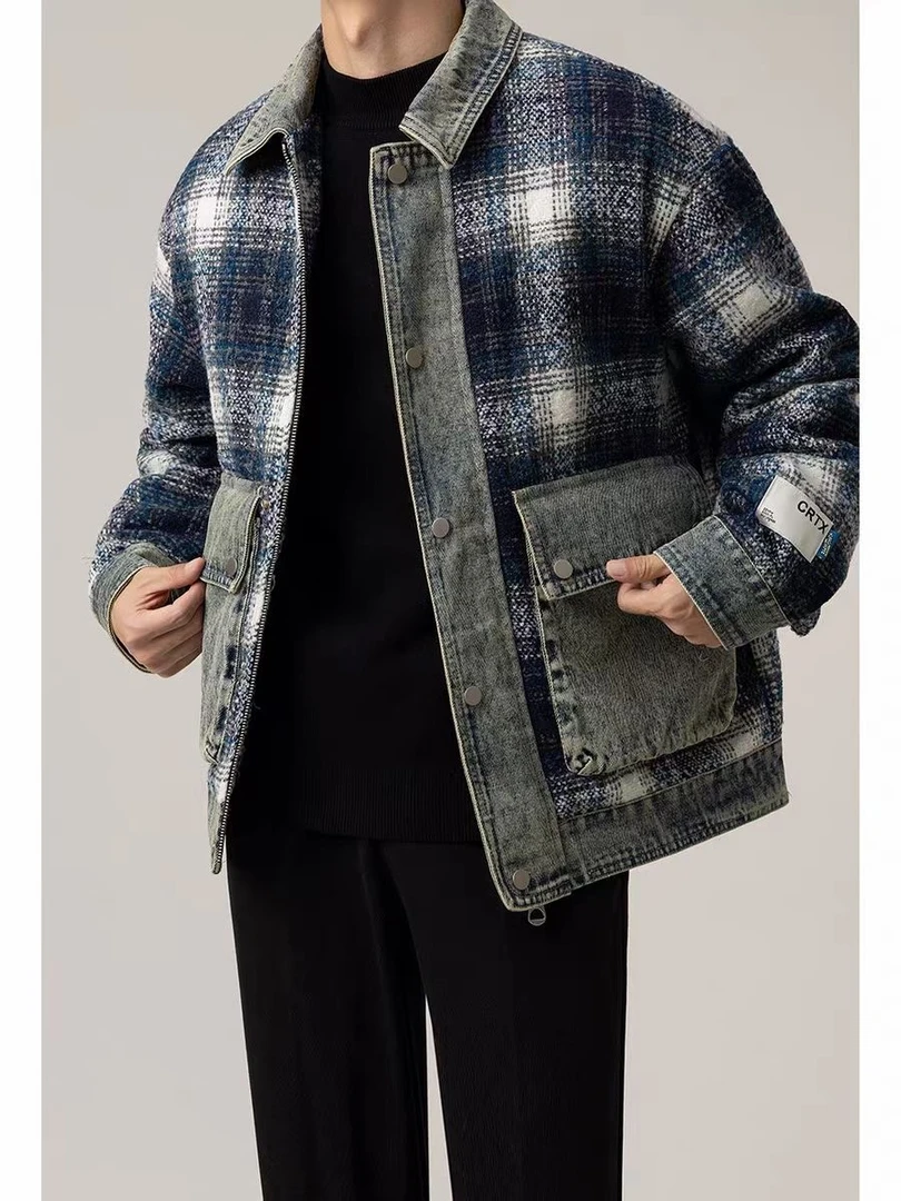 A-5059《孤岛·龙传奇》高定·冬季新品呢子拼接羽绒服外套夹克