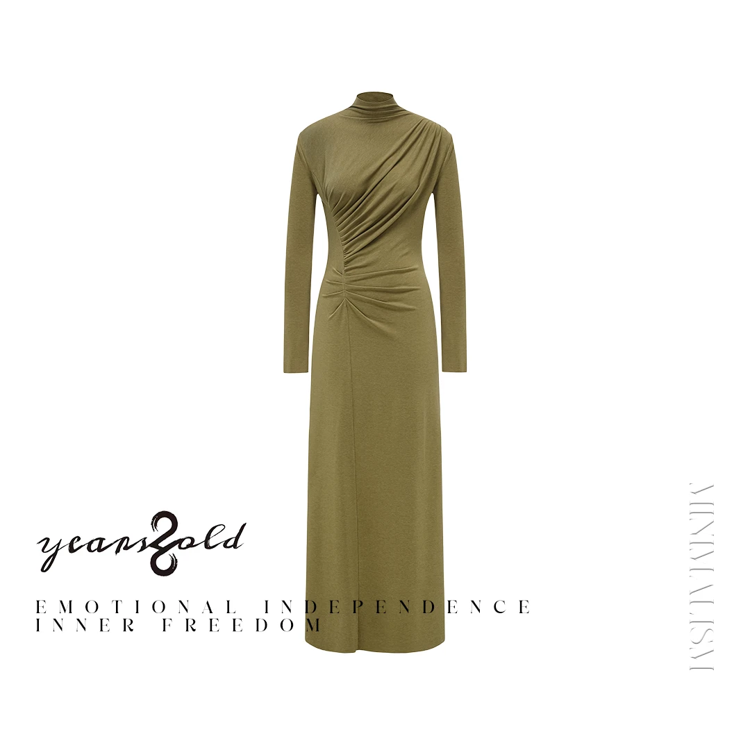 26YEARSOLD【纤纤】小众设计修身捏褶修身显瘦针织连衣裙24AW-3016W