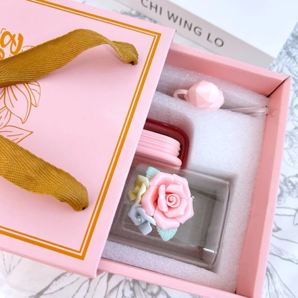 中秋情意绵长高档手提礼盒玻璃水杯子花茶杯伴手礼耐热透明大容量