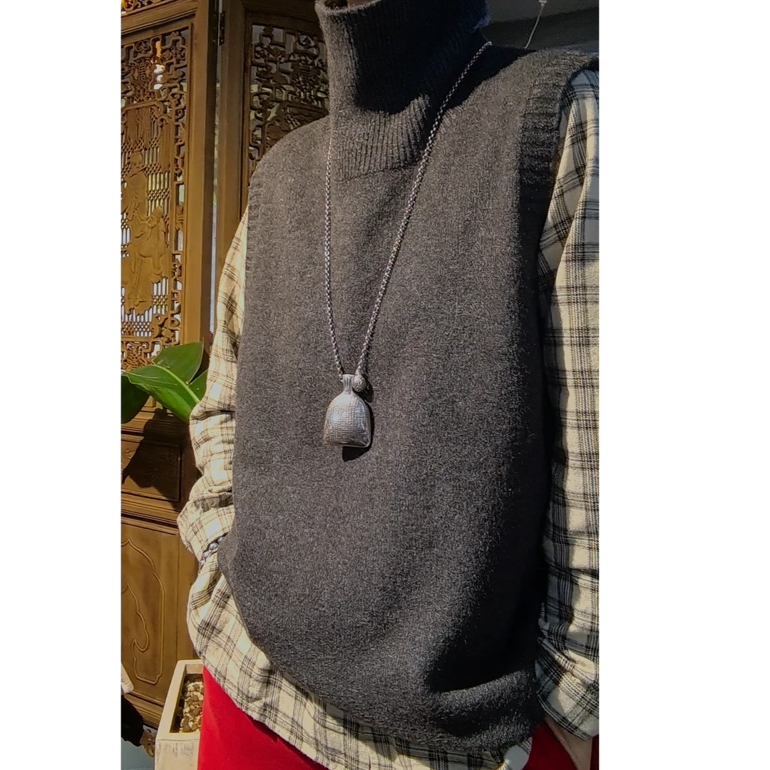 百搭休闲时尚高领毛衣马甲宽松秋冬套头加厚冬季网红高领韩版韩版