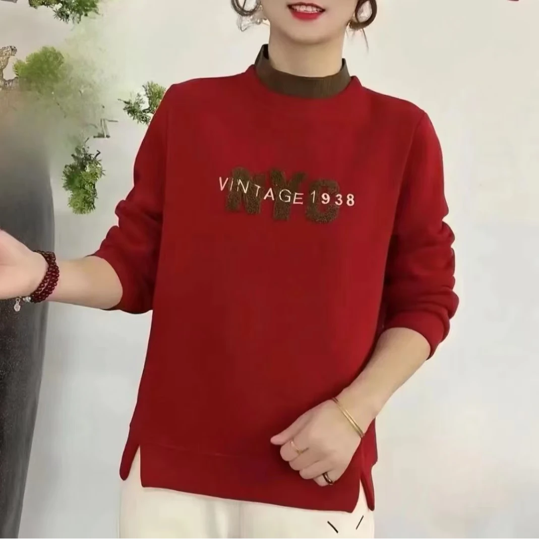 【冬季2024】新款圆领加绒上衣