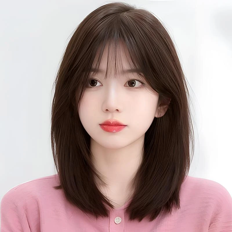 【气质锁骨发】假发女披肩中长发蓬松刘海时尚减龄轻薄清新全头套