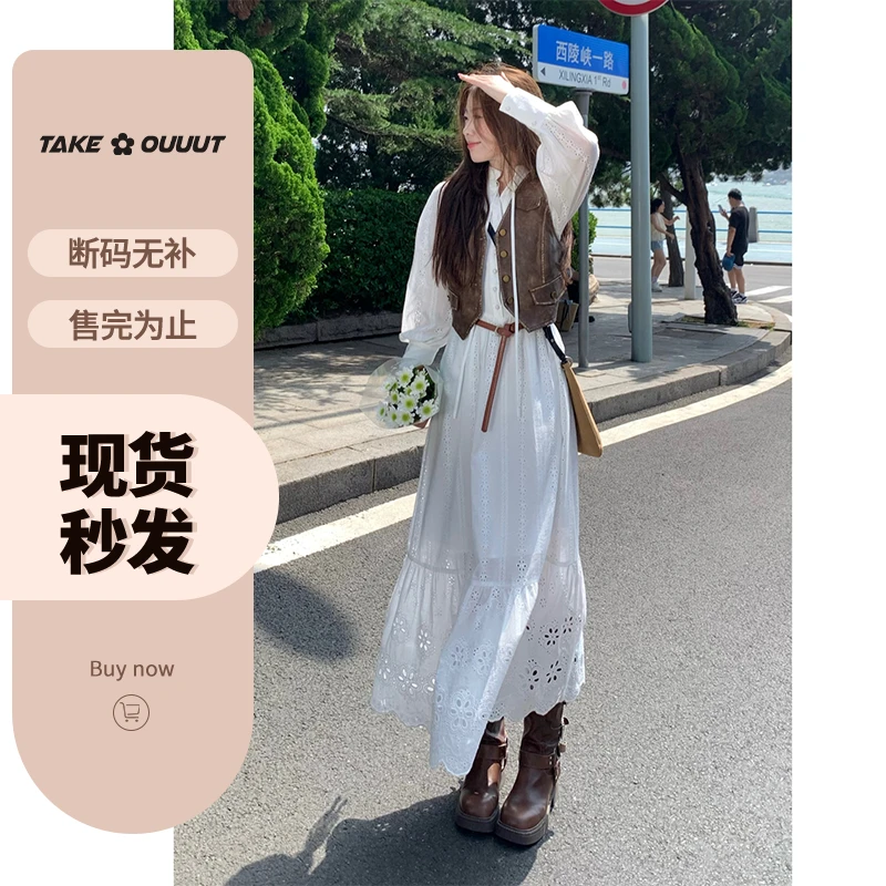 外卖到了【米兰漫游】早秋法式棉感刺绣重工长袖连衣裙-WM3GSL05