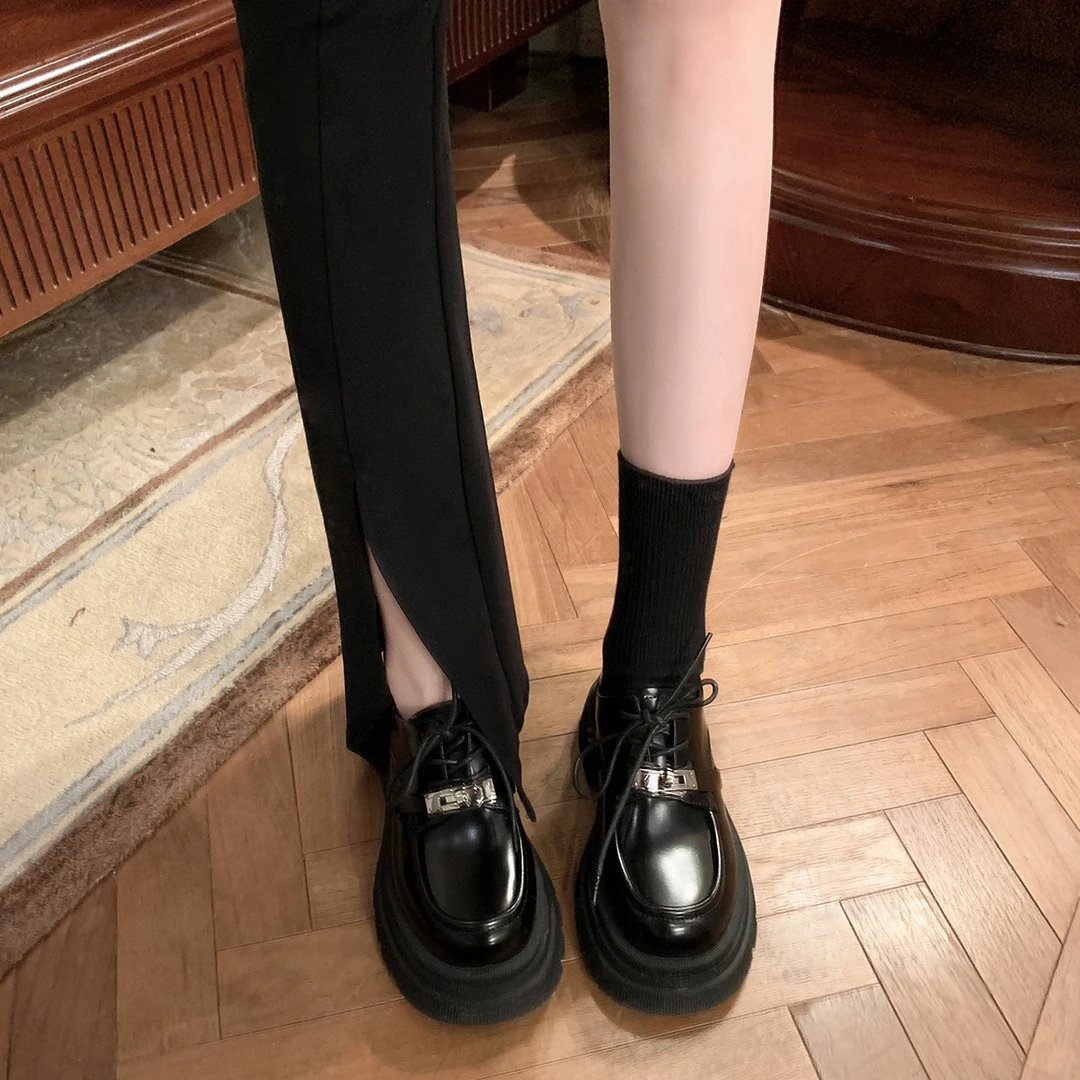 【做减法】2023年新款厚底锁扣小皮鞋女英伦风乐福鞋学院风百搭