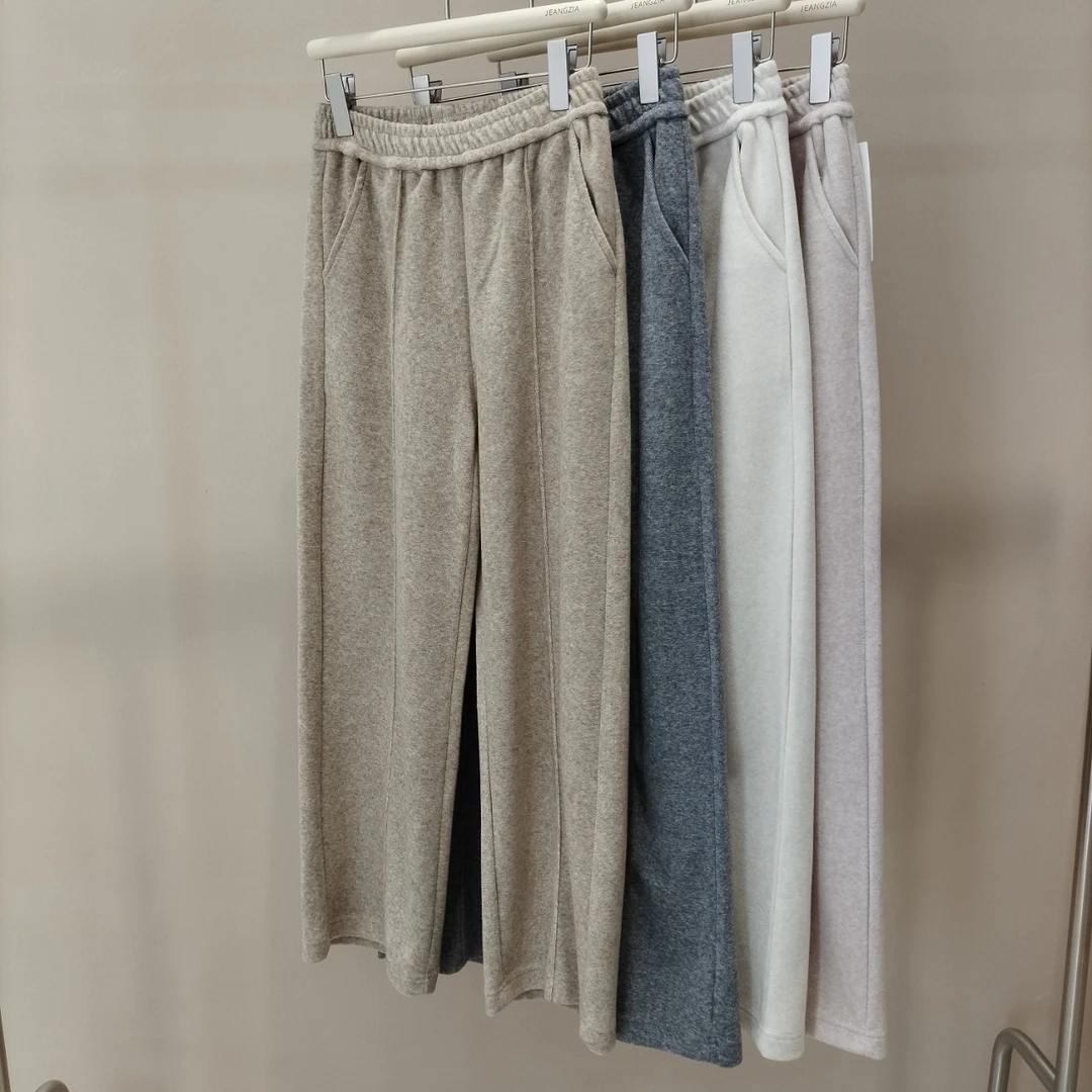 酱子家秋冬新款 加厚牛奶裤 复合肌理感牛奶绒450克高腰直筒保暖