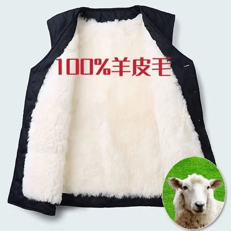 秋冬季羊毛马甲中老年人皮毛一体可拆卸坎肩羊毛背心高档加厚