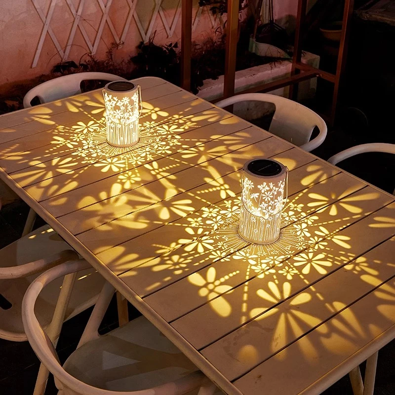 太阳能庭院灯铁艺调光光影灯饰挂灯景观防水室外灯花园个性氛围感