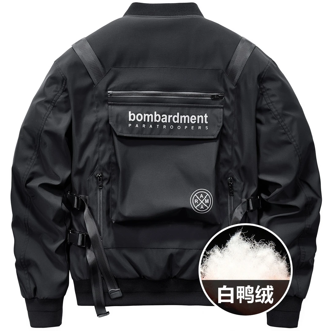 VIP冬季羽绒服男机能风宽松多口袋工装外套加厚防寒棒球服夹克潮