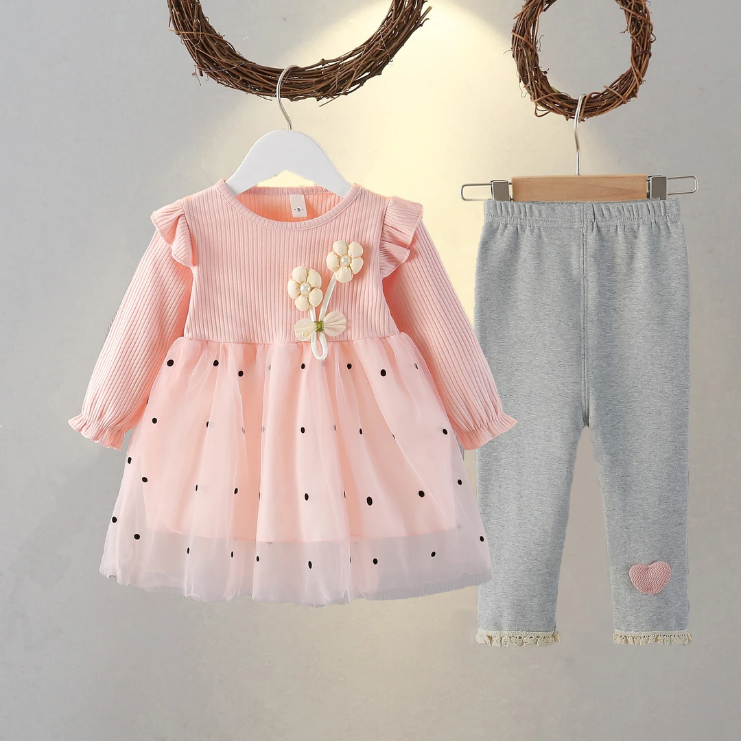 女童连衣裙儿童春秋季套装宝宝两件套红色公主裙婴幼儿秋装2024新