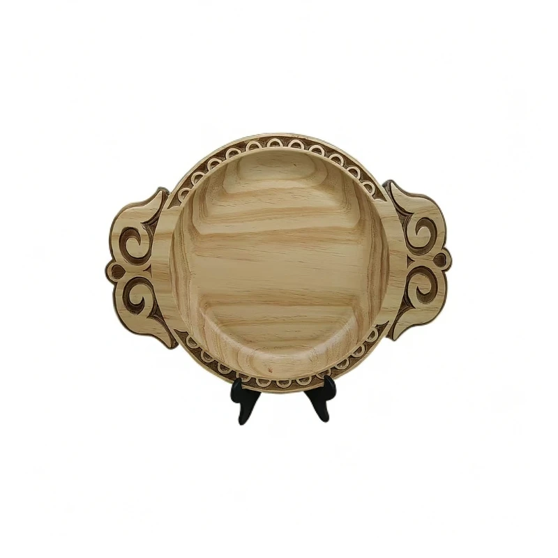 拉吾拉新款民族特色创意中式复古家用刻花精致肉盘那仁盘水果盘