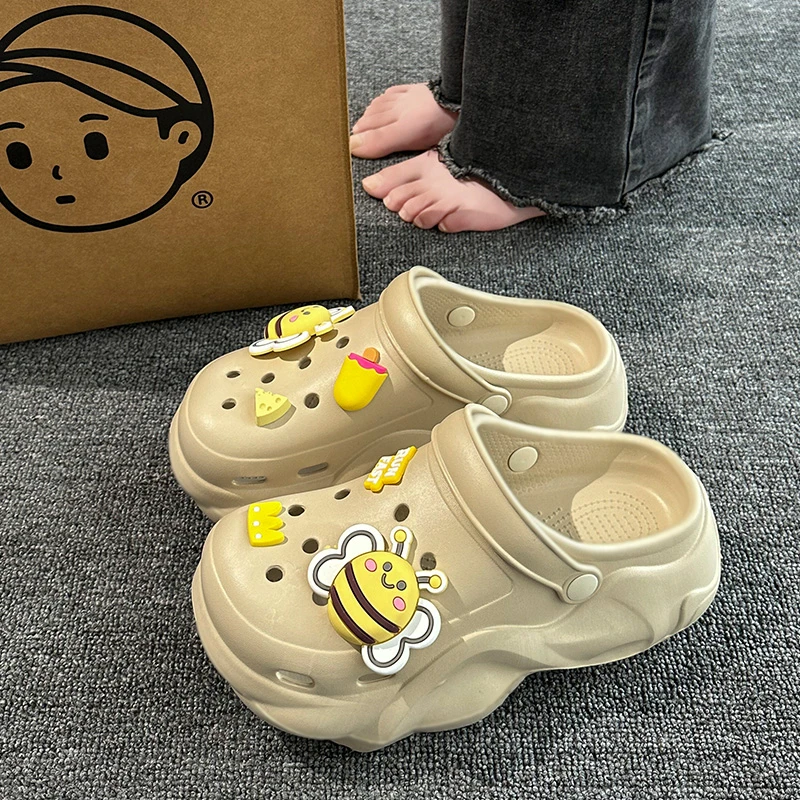 洞洞鞋女款2024新款防滑沙滩增高厚底防滑踩屎感eva女夏外穿凉拖