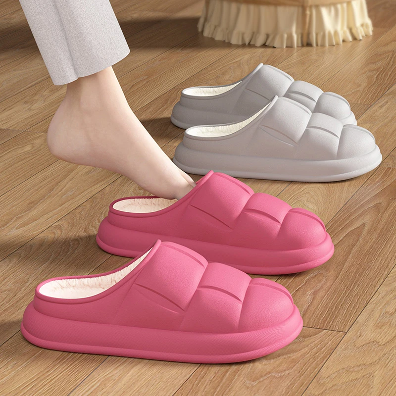 防水棉拖鞋女士2025秋冬季新款家居EVA防滑加绒保暖情侣棉鞋男