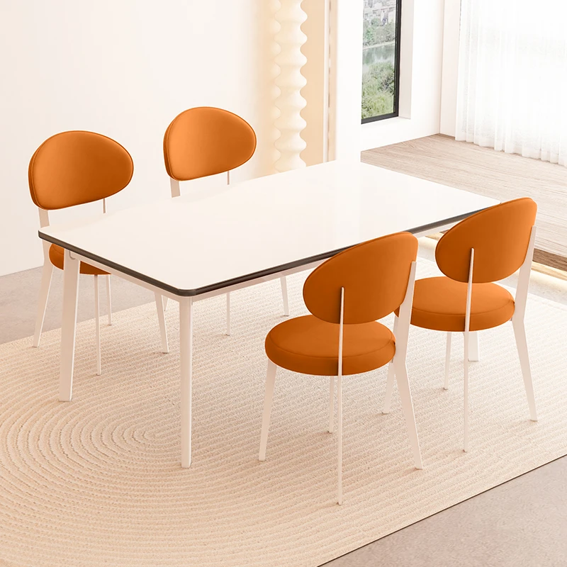 法式奶油风白色意餐椅家用现代简约设计师椅子靠背餐桌椅餐厅凳子