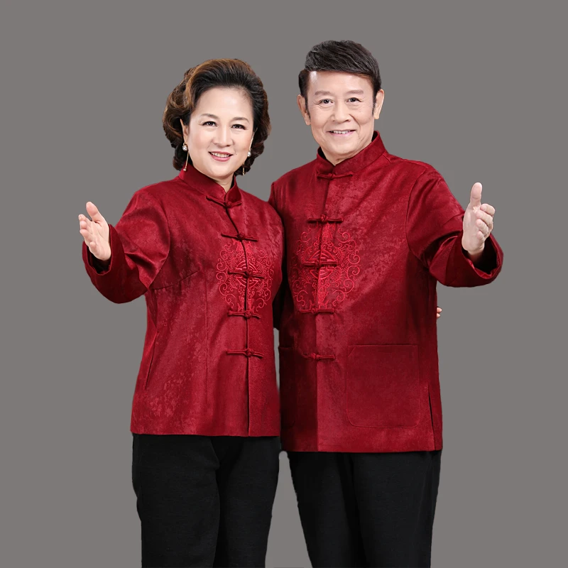 2023春秋情侣唐装男女刺绣福字外套中年生日宴会礼服喜庆秋冬加棉