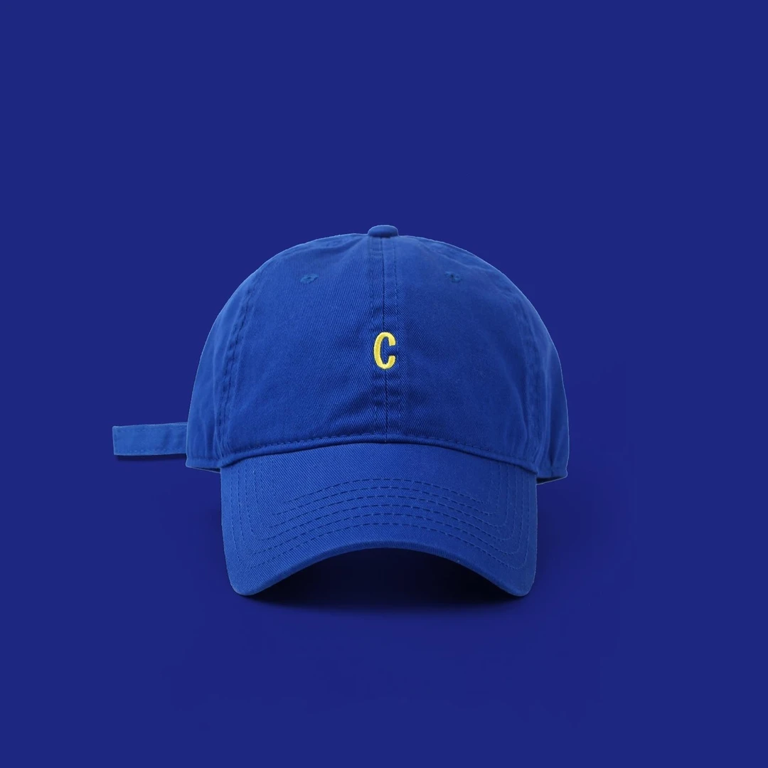 修饰脸型帽子鸭舌帽克莱因蓝棒球帽男女通用蓝色字母春秋软顶百搭