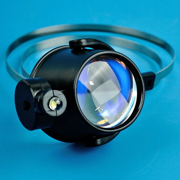 钢环15倍放大镜头戴带灯LED修表眼罩维修用电路手机电路板机械