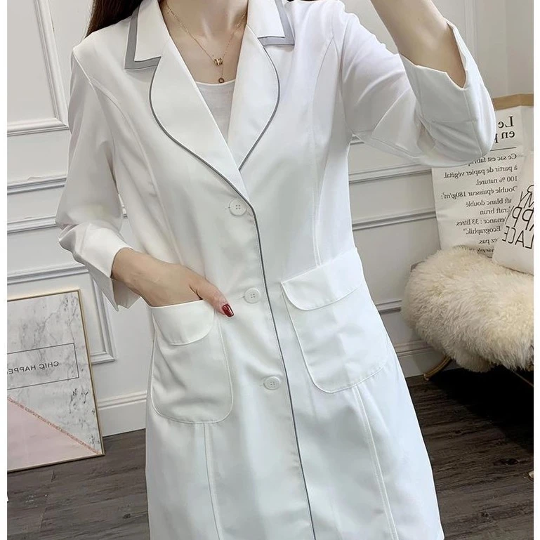 美容院工作服女医美容师中短袖夏季皮肤管理薄款白大褂高端韩版