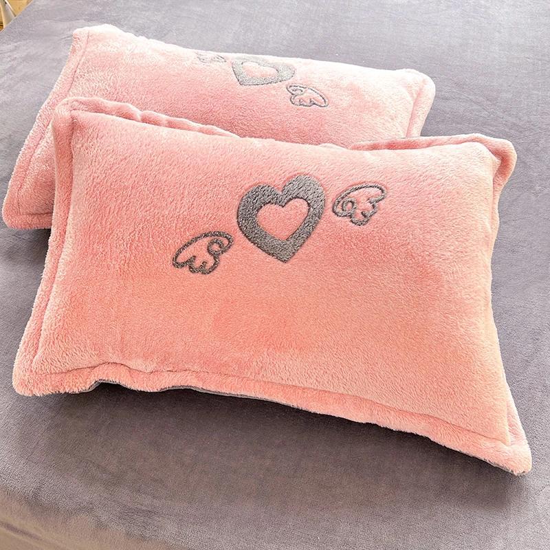 枕套一对装48*74双面绒冬季拉链款雪花绒成人枕头套一只学生宿舍A