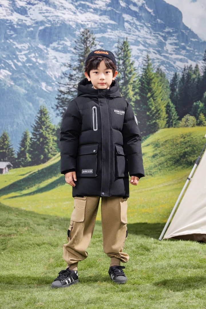 V/雅鹿【NS】2024新款冬季时尚休闲连帽拼接羽绒服加厚三防宽松潮流