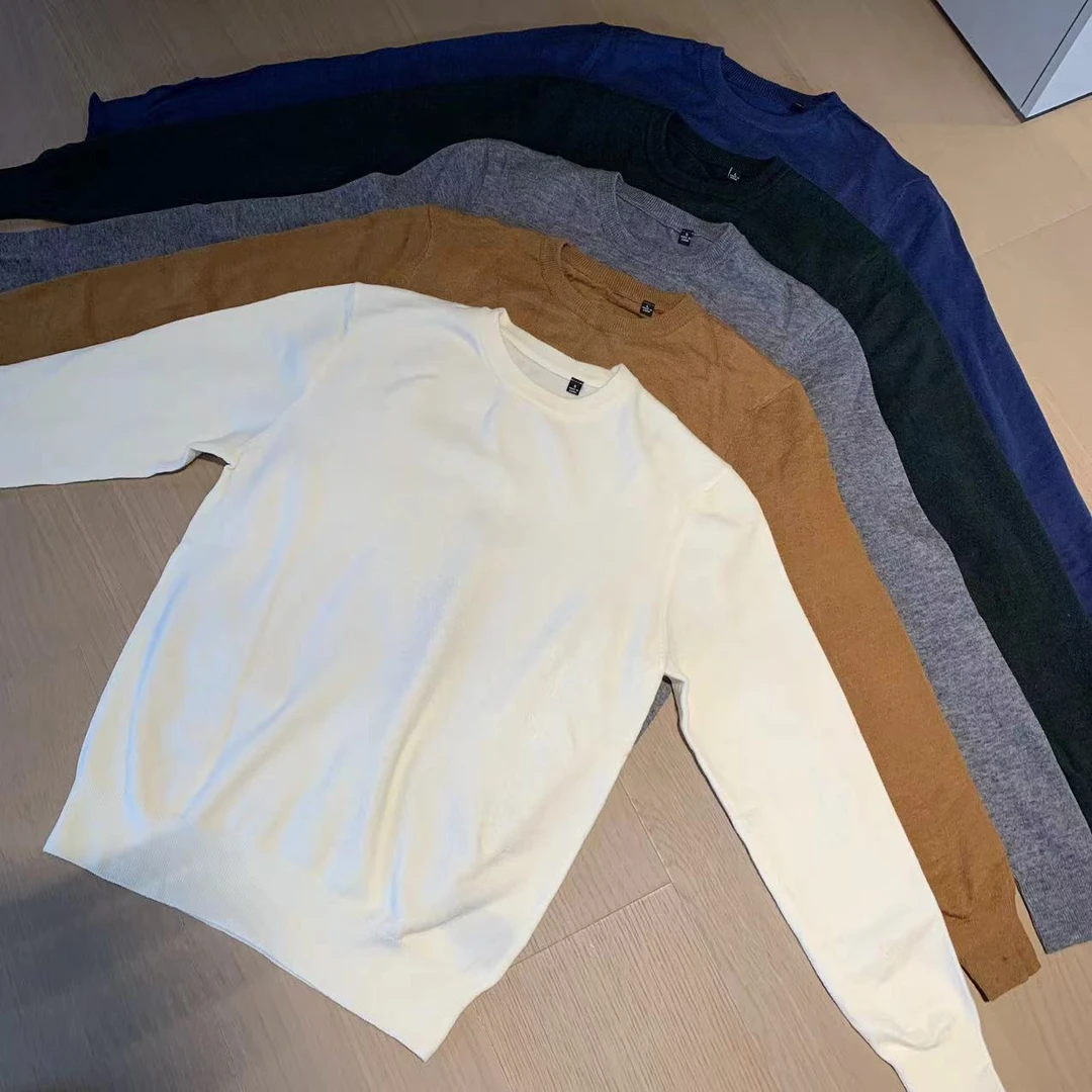 男士长袖休闲针织时尚百搭羊绒简约半高领纯色圆领卫衣羊毛衫