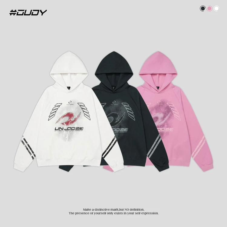 #OVDY炸09张奕然同款新款美式休闲卫衣精梳棉摇粒绒宽松套头衫