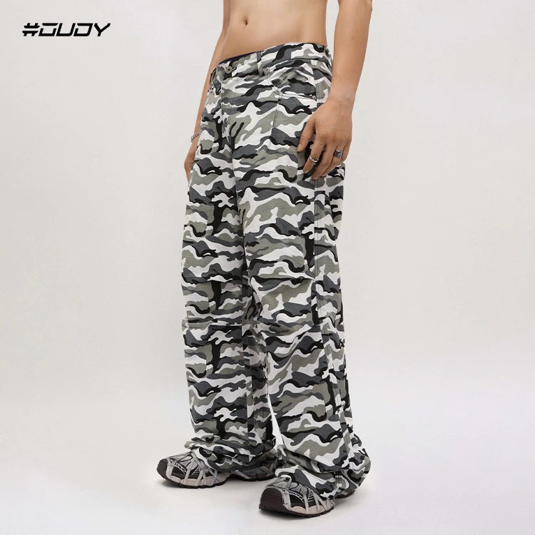 #OVDY炸44美式复古迷彩工装裤男女褶皱宽松潮牌宽松休闲伞兵长裤