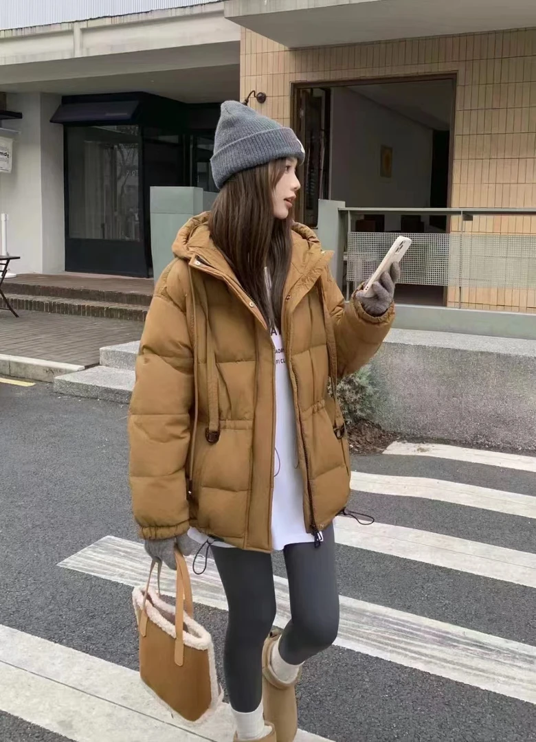 8810冬季新款宽松连帽口袋加厚保暖小个子百搭棉外套女