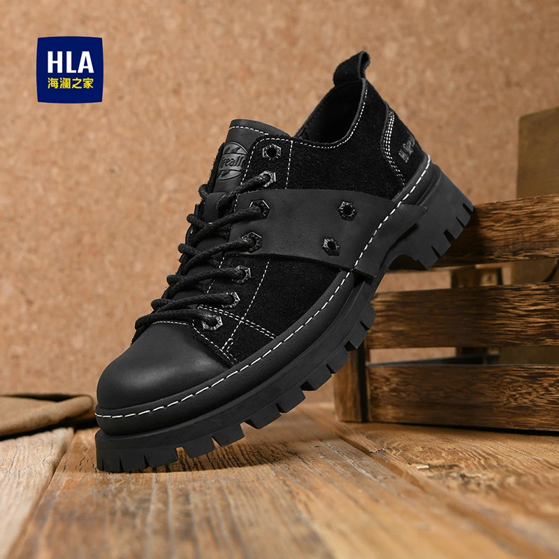 HLA/海澜之家马丁靴增高英伦风男鞋潮鞋时尚百搭高帮工装鞋413T