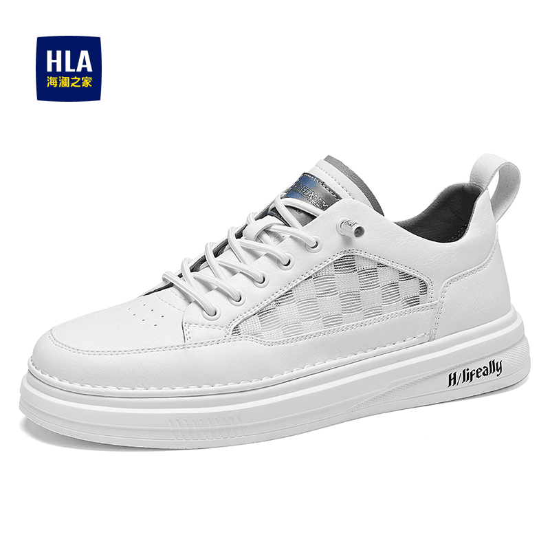 HLA/海澜之家正品秋季舒适潮鞋皮面男鞋百搭时尚休闲板鞋男0328T